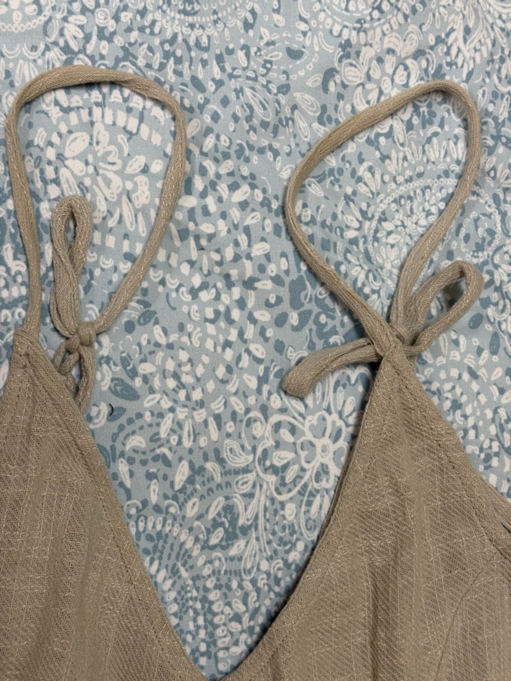Free People Cream Linen-Texture Drawstring Hem Jumpsuit - Picture 9 of 16